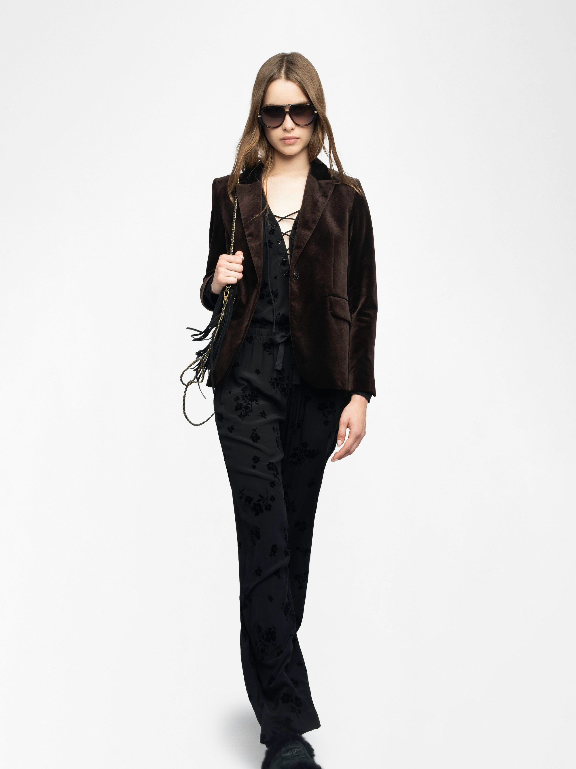 Poma Trousers - Viscose flocked trousers, jogger style with elastic waistband.